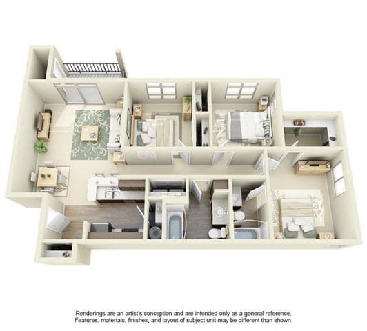 3B2B I-203 floor plan