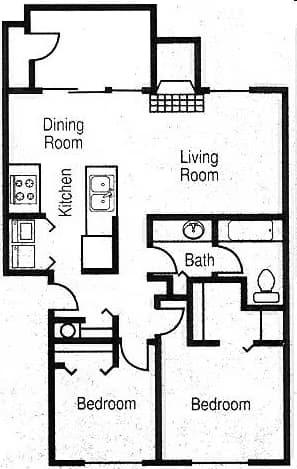 2/1 853sf A302 floor plan