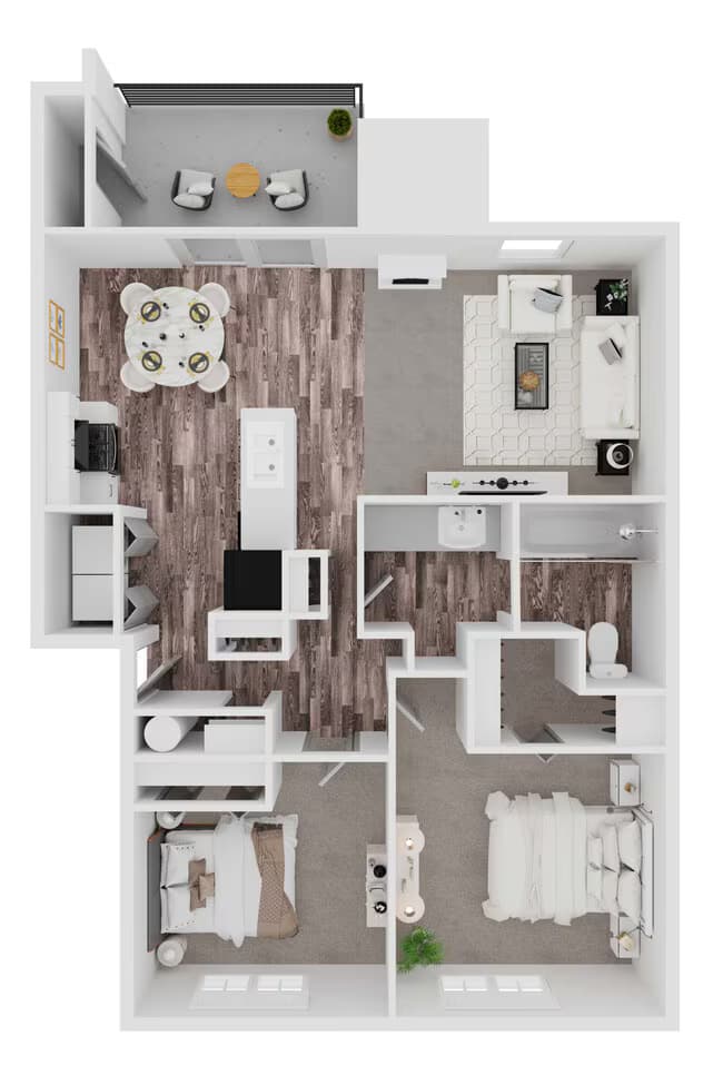 2/1 910sf E302 floor plan