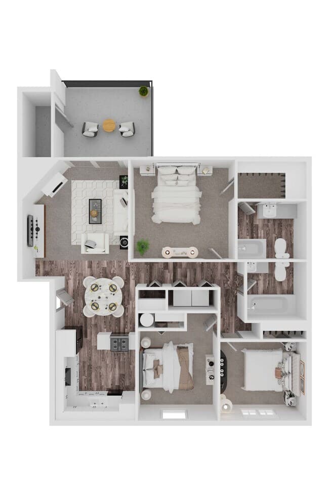 3/2 1025sf B204 floor plan