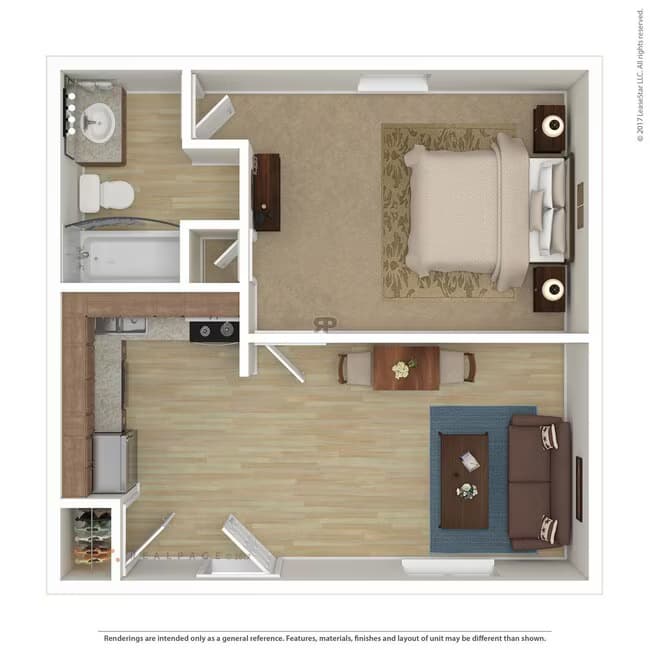 1x1 floor plan