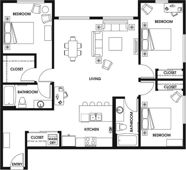 3 Bed 2 Bath A floor plan