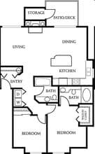 2 Bedroom 2 Bathroom C208 floor plan