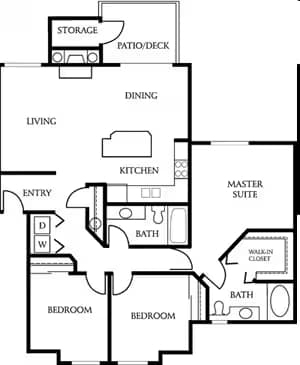 3 Bedroom 2 Bathroom N212 floor plan