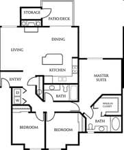 3 Bedroom 2 Bathroom A212 floor plan