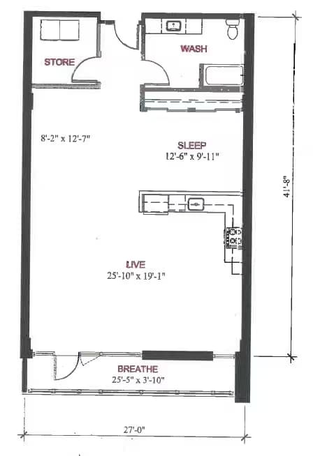 1 Bed 1 Bath A13 0807 floor plan