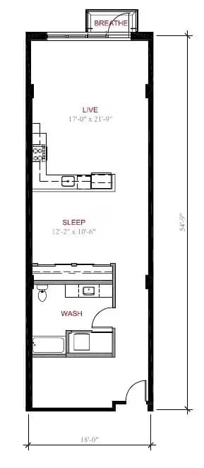 1 Bed 1 Bath Plus Den A8 1016 floor plan
