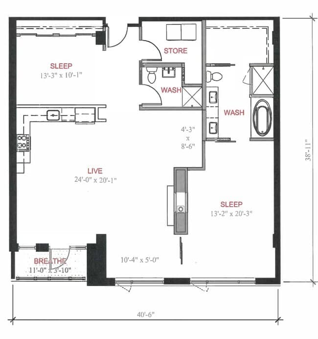 2 Bed 2 Bath B2 0323 floor plan