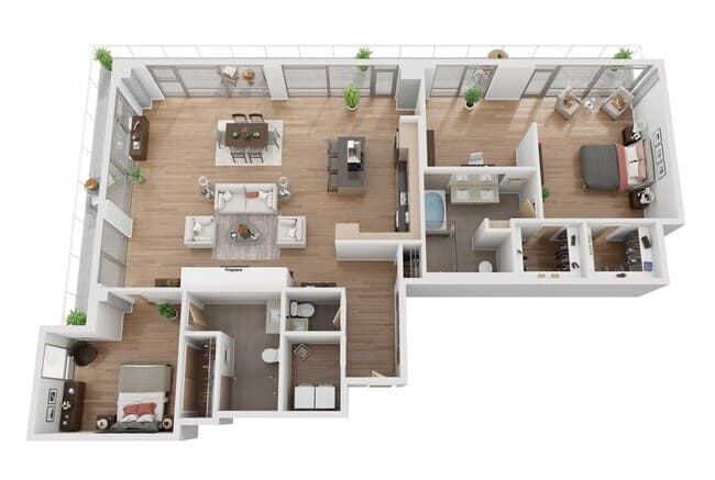 2 Bed 2.5 Bath PH3 1102 floor plan