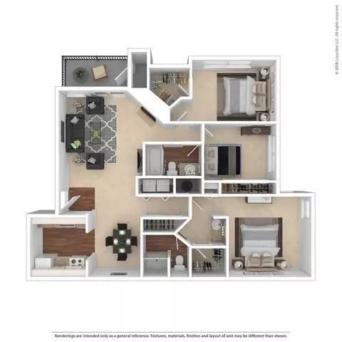 3x2 Renovated F101 floor plan