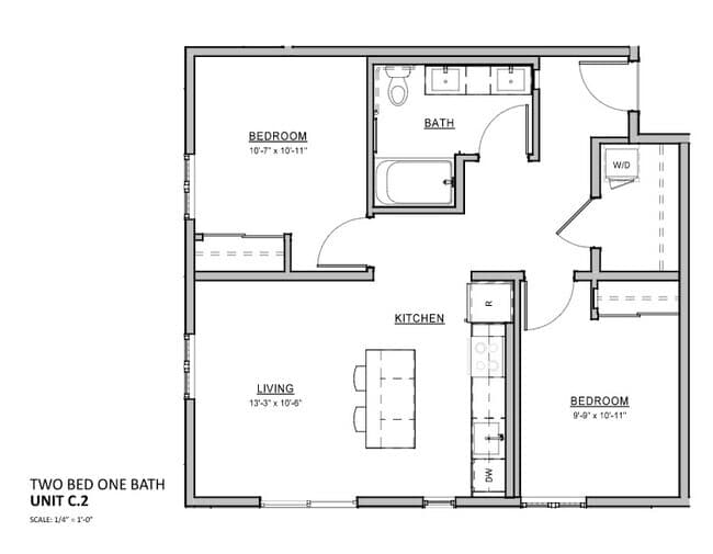 2 Bedroom 1 Bath C.2 floor plan