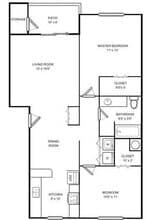 Two Bedroom A 0106-222 floor plan