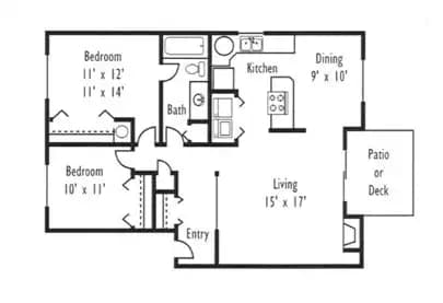 2x1B M3 floor plan