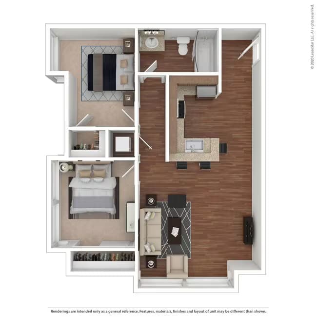 Two Bedroom One Bath 204 floor plan