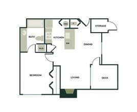 1 Bedroom, 1 Bath R103 floor plan