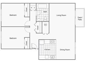 Two Bedroom One Bath Renovated N106 floor plan