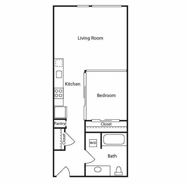 Open 1 Bedroom B 422 floor plan