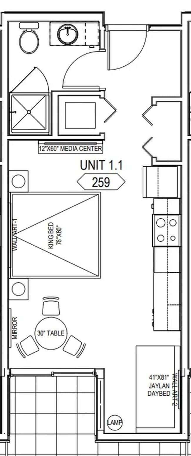 Studio B1A1 UPlace 462 floor plan