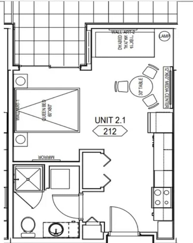 Studio E1A1 UPlace 415 floor plan