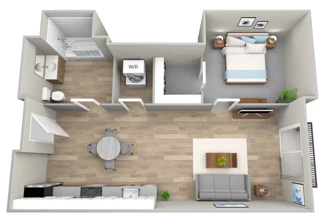 1 Bedroom 521 floor plan