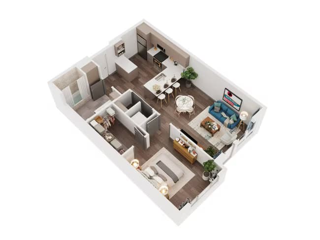 One Bedroom 1 218 floor plan