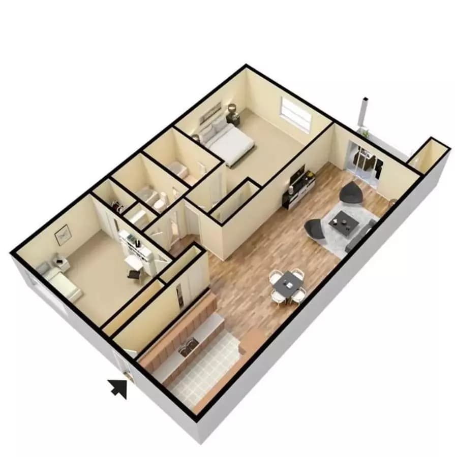2 Beds • 2 Bath 13079932 floor plan