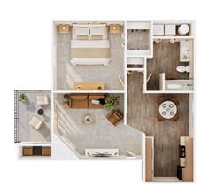 1x1B 302 floor plan