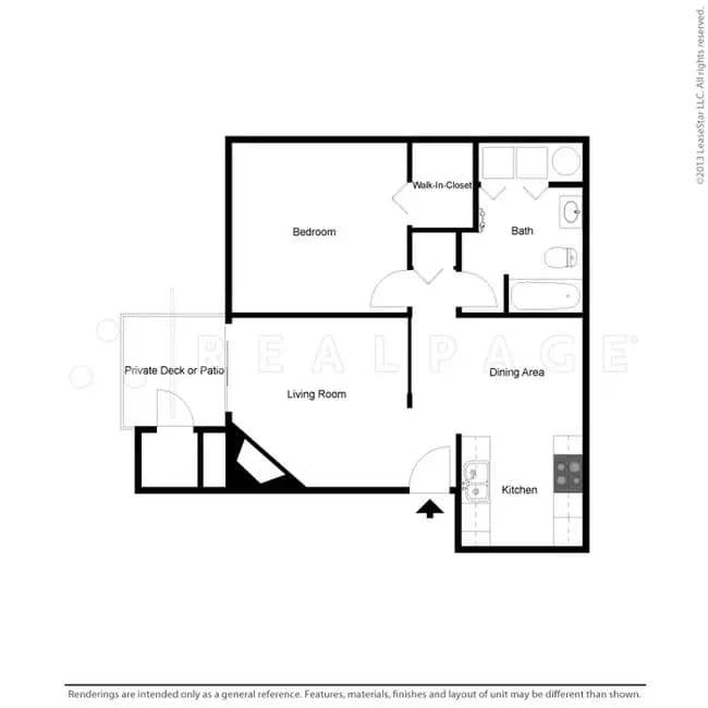 1x1B 303 floor plan