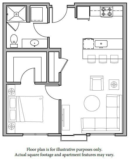 A1 1Bed North N514 floor plan