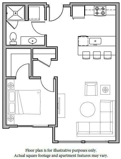 A1B 1Bed North N310 floor plan