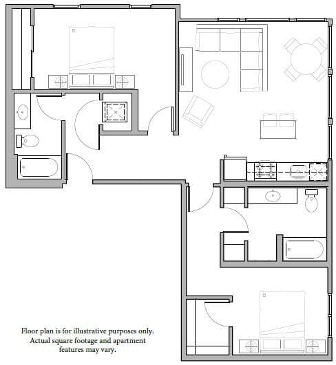 B1 2Bed-2 North N502 floor plan