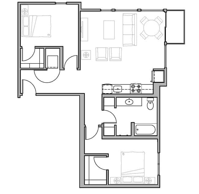 B13 2Bed-2 North N518 floor plan