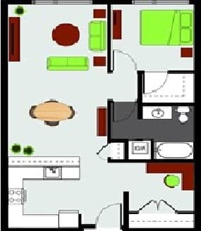 MFTE Traditional 1 Bedroom 1 Bath floor plan