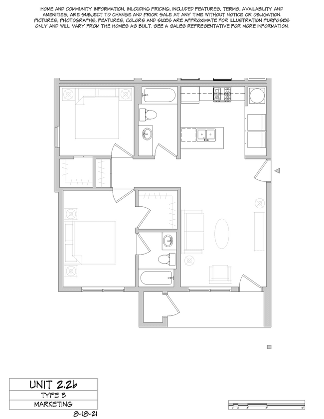 2 Bed 2 Bath A B309 floor plan