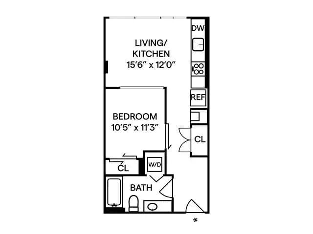 1 Bedroom 1 Bathroom MFTE 0315 floor plan