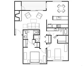 2x2 B H303 floor plan