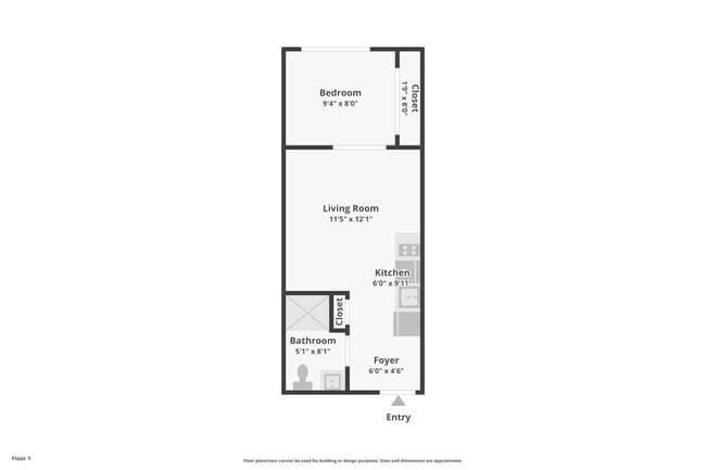 1 Bed 1 Bath B 313 floor plan