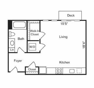 0BD, 1BTH AM 304 floor plan