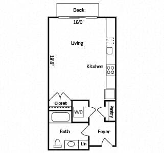 0BD, 1BTH B 511 floor plan