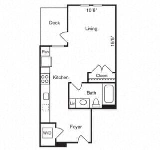 0BD, 1BTH EM 242 floor plan