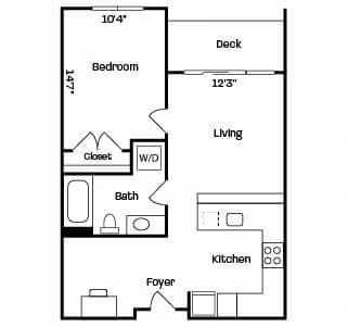 1BD, 1BTH A 237 floor plan