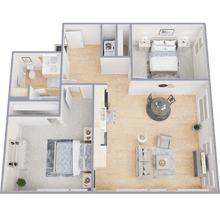2 Bed 1 Bath floor plan