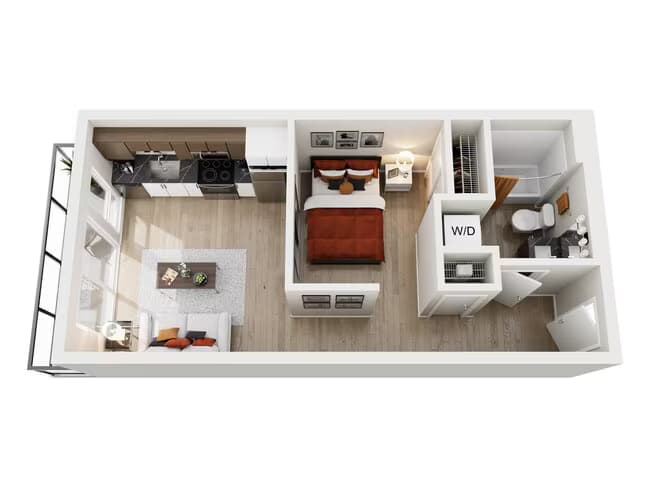 Open 1x1 A 407 floor plan