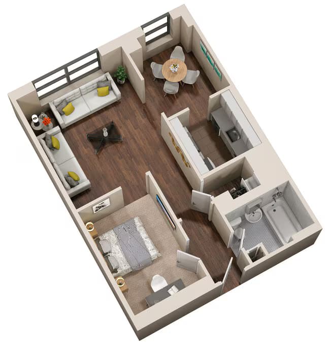 08 - Open 1x1 108 floor plan
