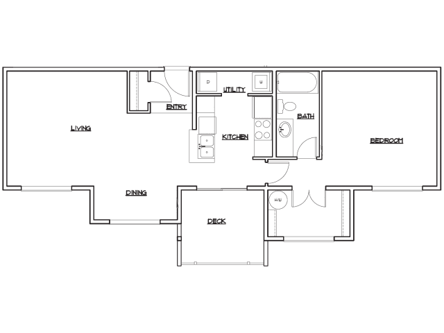 1x1 Standard 2nd Floor D206 floor plan