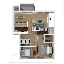 Two Bedroom One Bath D103 floor plan