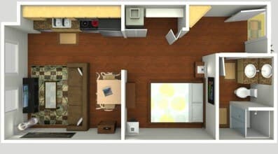 1 Bed 1 Bath - 451 sqft 305 floor plan