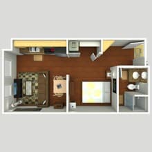 1 Bed 1 Bath - 452 sqft 103 floor plan
