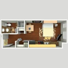 Studio - 329 sqft 412 floor plan