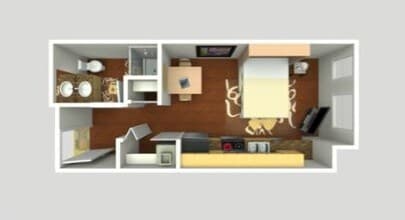 Studio - 345 sqft 308 floor plan